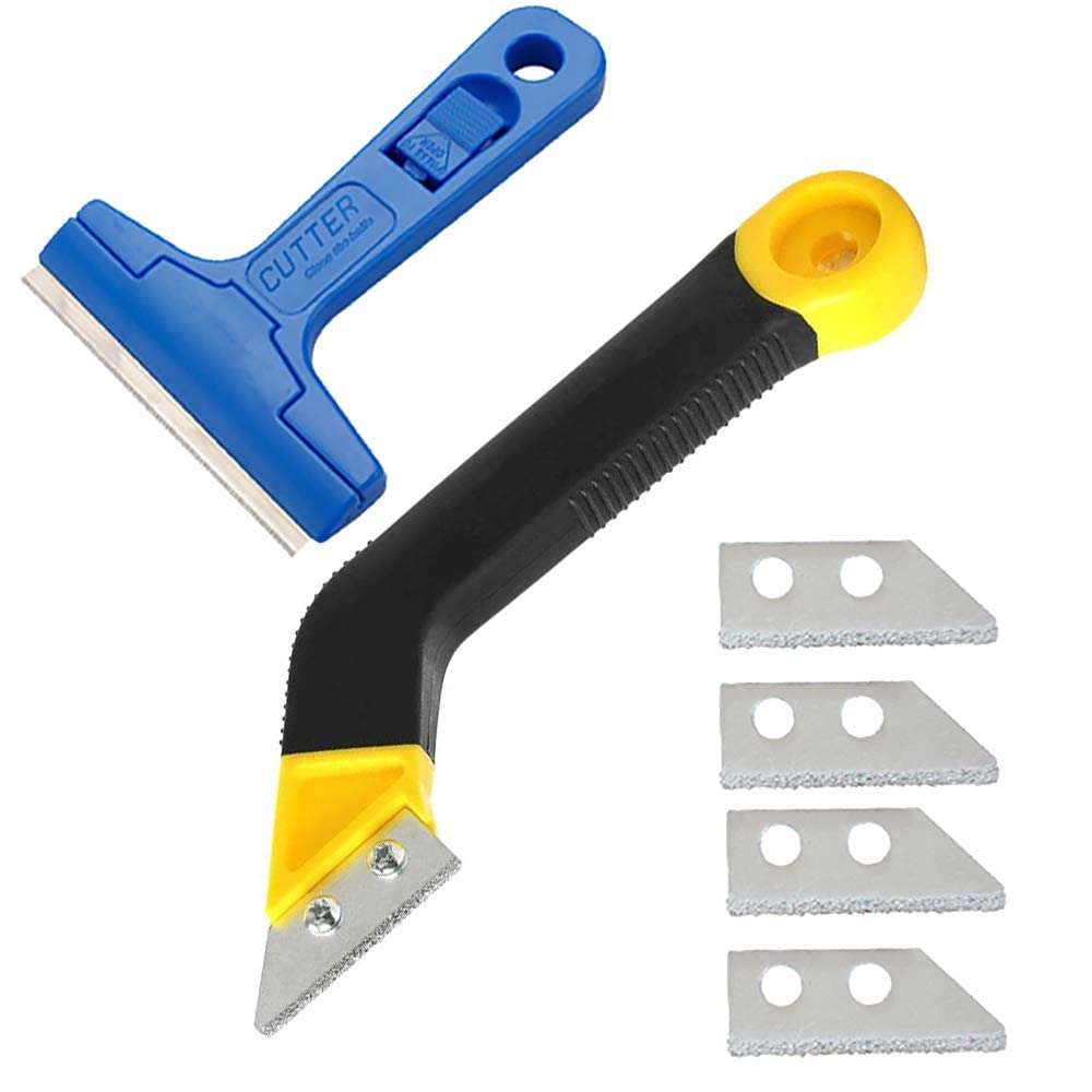 HASTHIP Tile Grout Remover, Angled Grout Tile Scraping Rake Tool + Scraper Tile Grout Saw with 4 Pcs Extra Blades Replacement for Quick Grout Removal Tile Cleaning HASTHIP Tile Grout Remover, Angled Grout Tile Scraping Rake Tool + Scraper Tile Grout Saw with 4 Pcs Extra Blades Replacement for Quick Grout Removal Tile Cleaning